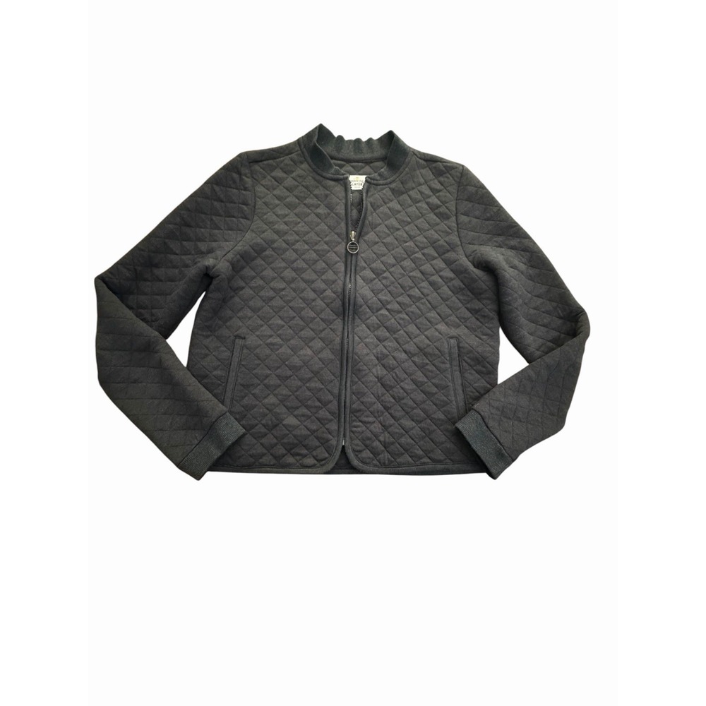 Marine Layer Jacket Mens Medium Gray Quilted Knit Bomber Full Zip Ribbed HR-5
